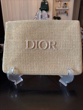 Dior Woven Beige Cosmetic Bag